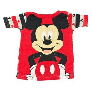 Disney Mickey Mouse Baby Toddler T-Shirt – Red, Black,‎ White Striped Tee, 18M